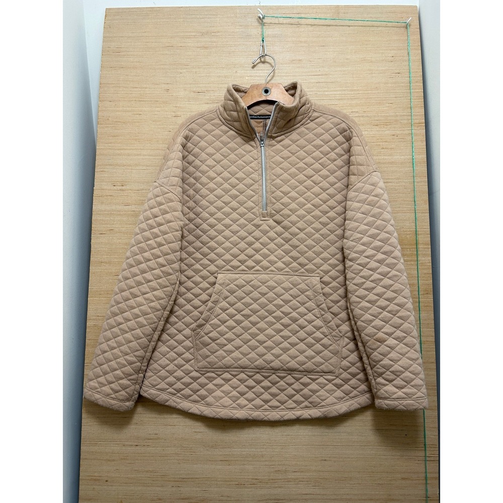 Calvin Klein Performance Womens Tan Quilted Quarter Zip Pullover Sweatshirt L
